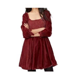 Free People Daphne Velvet Lace-Up Dress Roan Rouge Red Medium NW0T